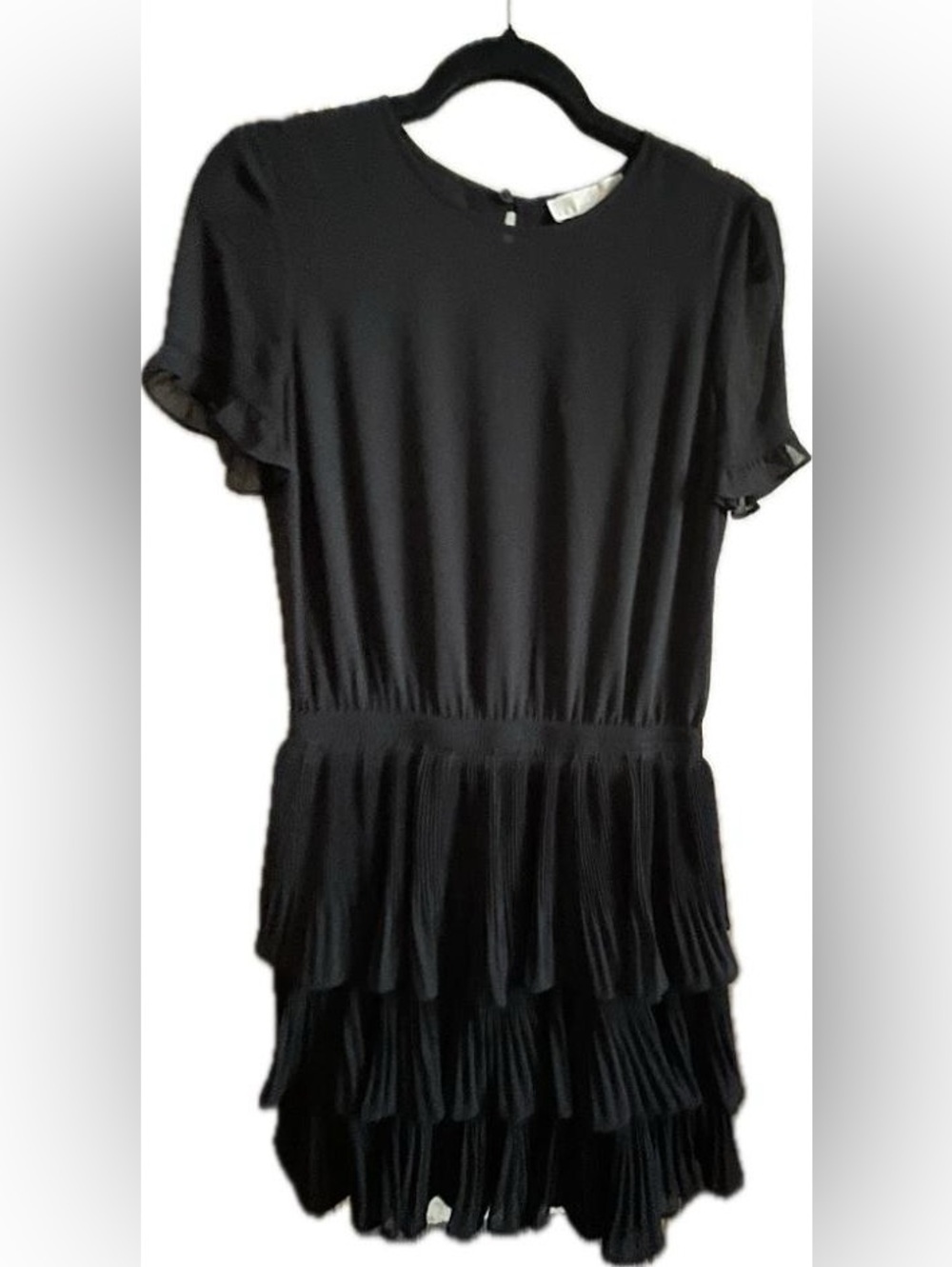 MICHAEL Michael Kors Black Tiered Ruffle Short Sleeve Dress